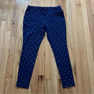 Chico’s Ponte Foil Blue Polka Dot Full Length Leggings Woman’s Size 0P